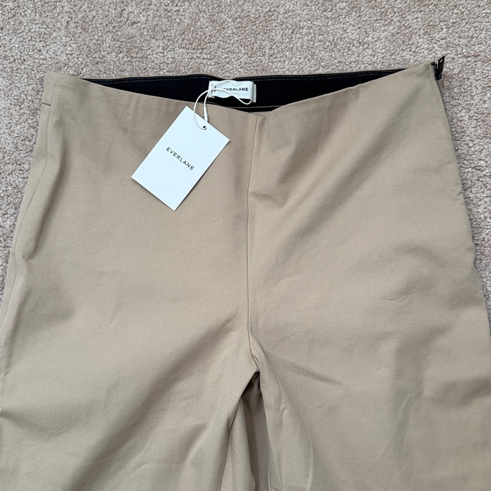 NWT Everlane Bi-Stretch High Rise Tan Khaki Side Zip Pull On Work Pants Size 14 - Picture 5 of 13